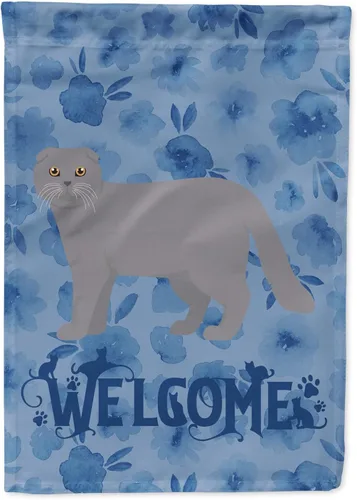 Miniatura 294 de Caroline's Treasures CK4813CHF - Bandera de bienvenida con gato abisinio azul, manga grande, para porche, para colgar en la pared, poliéster