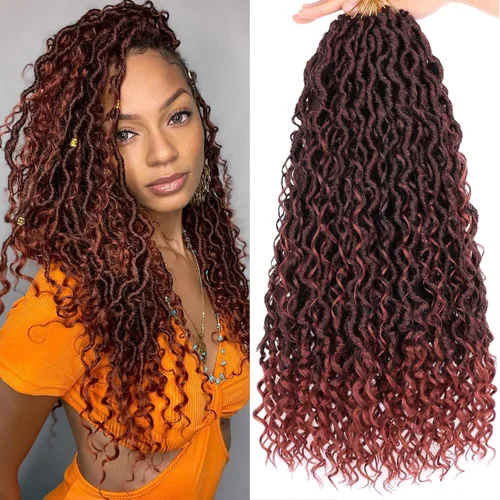Miniatura 24 de Extensiones de cabello sintético de ganchillo de 24 pulgadas con extremos rizados, extensiones de cabello sintético con extremos rizados, trenzas
