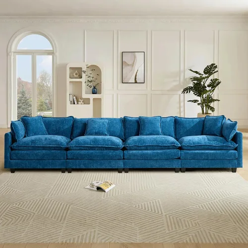 Miniatura 38 de Sofá seccional modular convertible de 76.7", sofás de dos plazas de chenilla con asiento profundo y cojines tipo loveseat para sala de estar, Beige