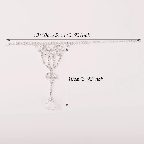 Miniatura 3 de YERTTER Pulsera de plata con cadena de mano de diamantes de imitación para mujer, arnés de boda, novia, pulsera de cristal, accesorios de mano
