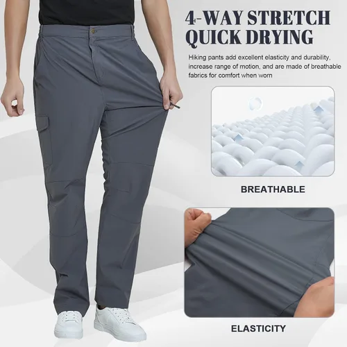 Miniatura 5 de MEETYOO Pantalones cargo de senderismo para hombre, impermeables, tácticos, ligeros, elásticos, para acampar