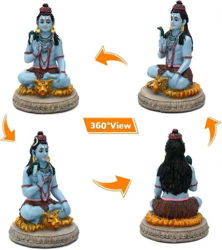 Miniatura 5 de BangBangDa Estatua hindú de Dios Señor Shiva – 5.7 pulgadas de alto Ídolo indio Murti Shiva para la oficina en casa, templo mandir, sala de oración