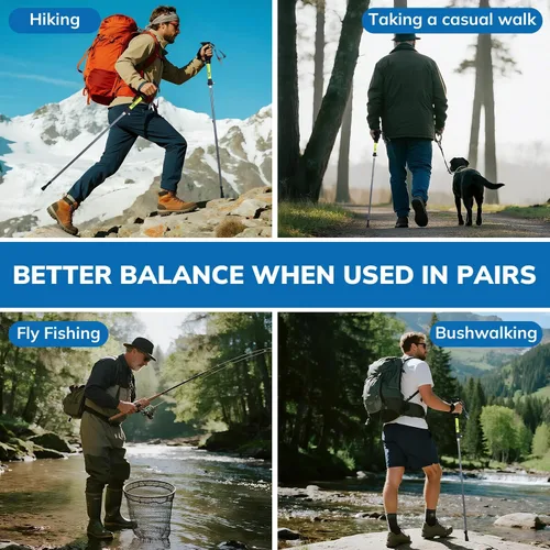 Miniatura 7 de Gifts for Men Christmas Collapsible Trekking Pole, Ultralight 7075 Aluminum Hiking Stick for Women, Men & Seniors, 3-Section Foldable Walking Pole