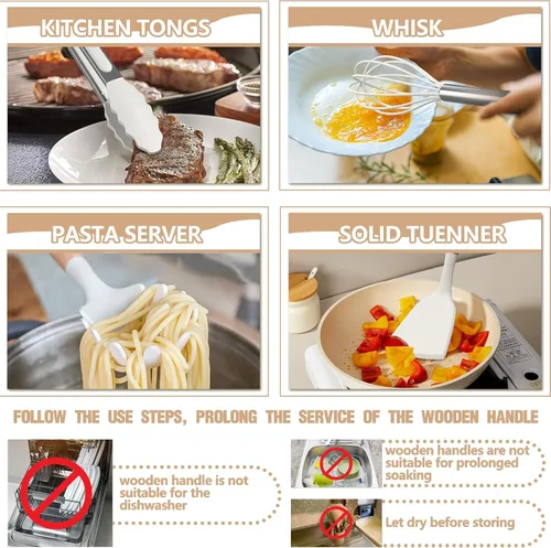 Miniatura 4 de Umite Chef - Juego de utensilios de cocina de silicona, 34 piezas de utensilios de cocina resistentes al calor y herramientas con rallador, mangos