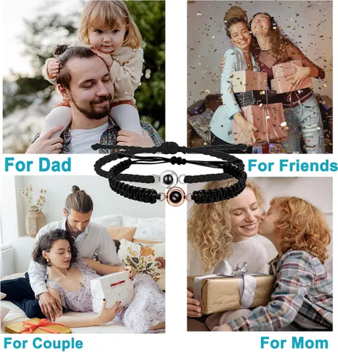 Miniatura 4 de Pulsera de fotos personalizada, pulsera de proyección de fotos, pulseras circulares de fotos con imagen en el interior, pulsera trenzada