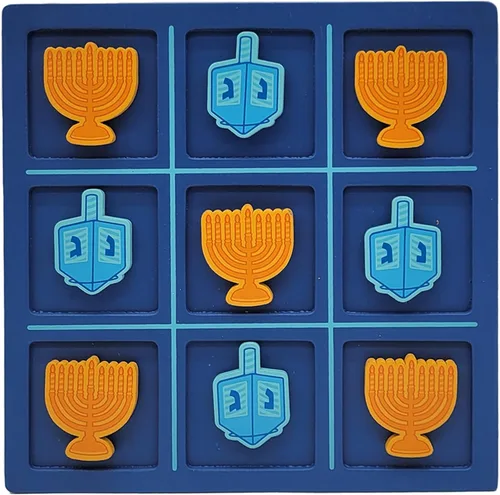 Miniatura 4 de The Dreidel Company Paquete de 3 juegos Hanukkah Tic-Tac-Toe de 8 x 8 pulgadas, eventos de fiesta de juego de mesa Jewih, cumpleaños, premios