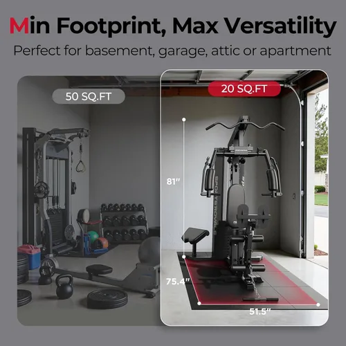 Miniatura 7 de Sportsroyals Equipo de gimnasio en casa, pila de peso de 150 libras, máquina de entrenamiento de cuerpo completo con sistema de polea