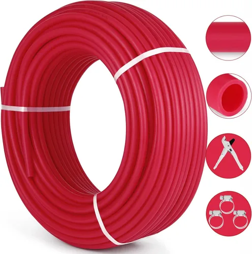 Miniatura 9 de VEVOR Oxygen-Barrier PEX Tubing 300Ft Rojo 1/2 pulgada Radiante Piso PEX Tubo Radiante Calor Piso Calefacción Plomería Tubería de Agua Fría