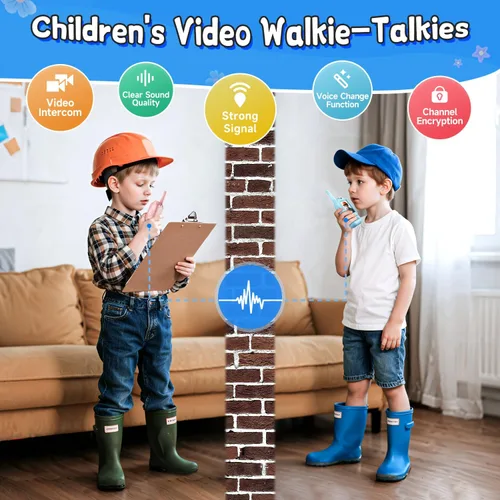 Miniatura 4 de Walkie Talkies de Video para Niños, Paquete de 2 Intercomunicadores de Video Recargables Portátiles para Niños Walkie Talkies, Juguetes