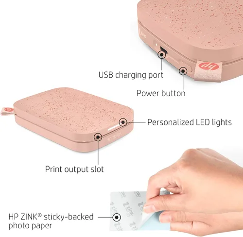 Miniatura 2 de HP Sprocket Impresora fotográfica instantánea portátil 2x3 (Rosado) - Paquete de papel Zink