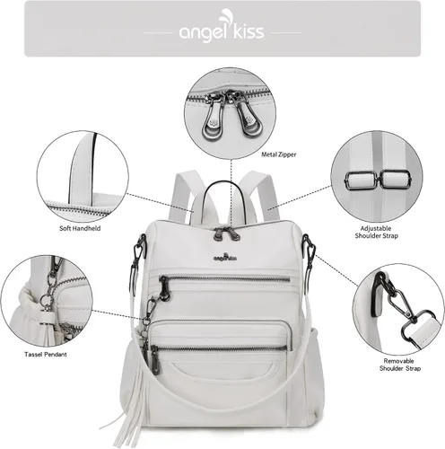 Miniatura 11 de Bolsos mochila monedero de piel sintética para mujer, bolsas con zíper, mochilas de hombro casuales