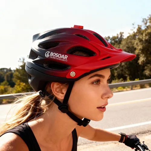 Miniatura 2 de Casco de bicicleta de montaña Bosoar, casco de ciclismo para adultos con soporte para cámara y visera desmontable para hombres, mujeres y jóvenes