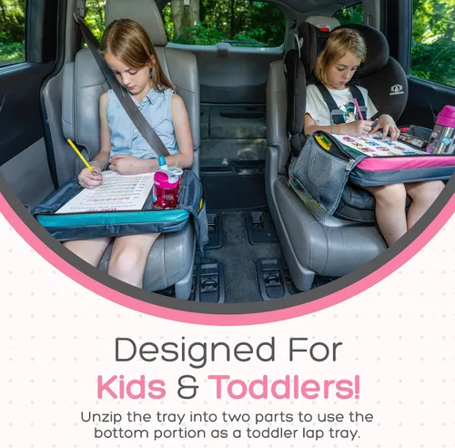 Miniatura 4 de BE Family Travel Kids - Bandeja de viaje para asiento de automóvil, accesorios de automóvil para niños, bandeja de aperitivos para asiento de Rosa