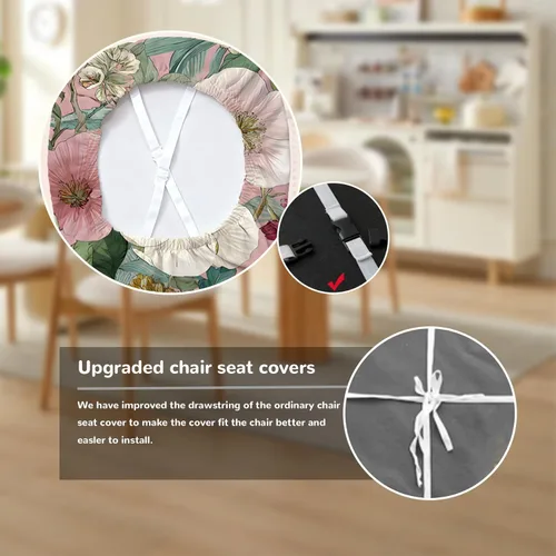 Miniatura 2 de Fundas de asiento para silla, paquete de 4 fundas impermeables elásticas para silla de comedor con lazos elásticos, extraíbles y lavables, Rosa
