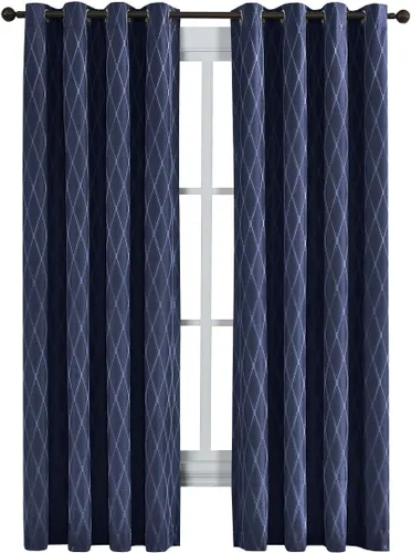 Royal Bedding Victoria - Paneles térmicos opacos, cortinas de ventana de jacquard con ojales superiores para oscurecer la habitación, un par, juego
