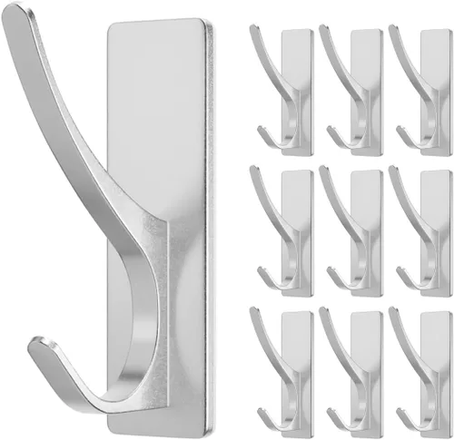 Miniatura 19 de Ganchos autoadhesivos para colgar: gancho de pared de acero inoxidable resistente para toallas, mochilas, sombreros, baño, recámara, puerta, gancho