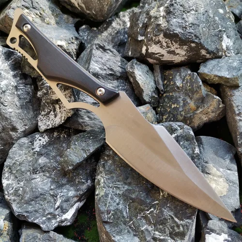 Miniatura 5 de Cuchillo de caza de supervivencia de hoja fija de 8.27 pulgadas con funda de nailon, lazo, ligero, hoja de acero inoxidable 440C, espiga completa