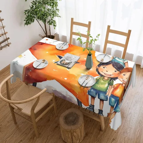Miniatura 8 de KHiry Manteles rectangulares de 54 x 72 pulgadas, diseño de algunas olas e hibisco, impermeable, resistente, mantel decorativo, sin arrugas