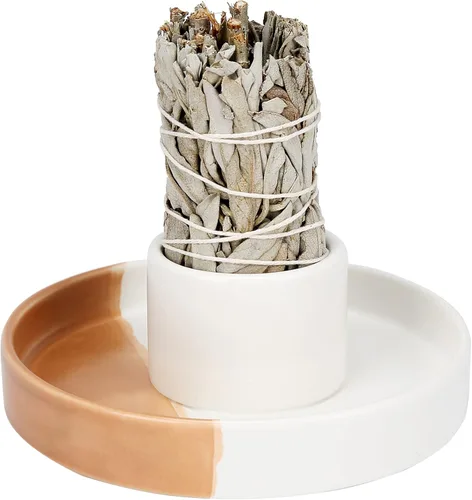 Miniatura 5 de Soporte para salvia, quemador de salvia blanca, soporte para salvia para quemar, cuenco para sahumerio, soporte para varitas de salvia, soporte