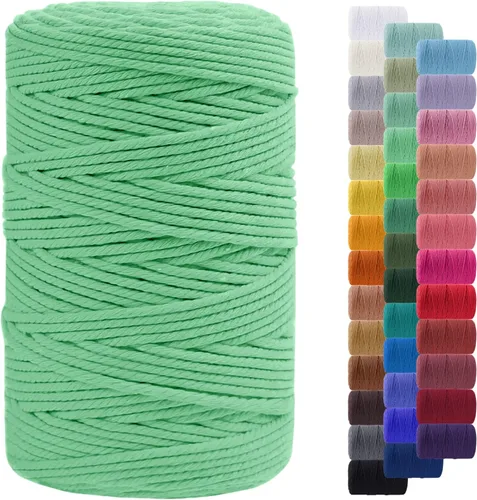 Miniatura 104 de Cuerda de macramé de 0.079 in para 219 yardas, cuerda de algodón natural para manualidades, hilo de cuerda de macramé de colores para colgar