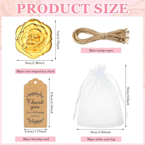 Miniatura 2 de Woanger Juego de 36 Espejos Compactos de Rosa a Granel Quinceañera Dulce 16 Recuerdos de Fiesta para Invitados, Espejos Etiquetas de Agradecimiento