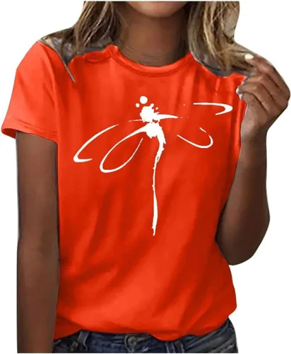 Miniatura 10 de Camiseta con estampado de animales para mujer, camiseta de libélula divertida, linda camiseta de manga corta, blusa de primavera 2023, camisas