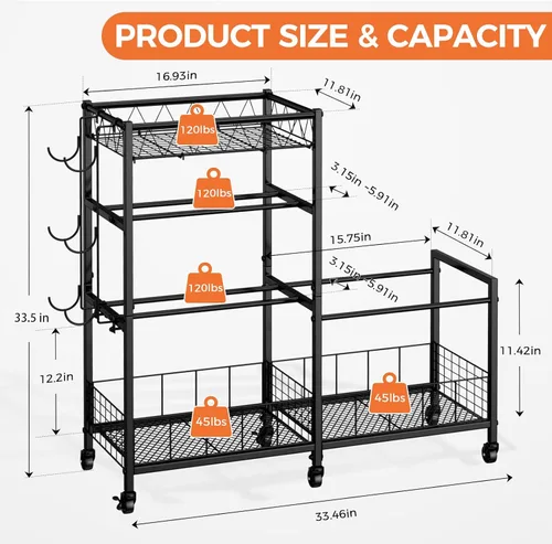 Miniatura 3 de HavenlyYouth Dumbbell Rack, Home Gym Weight Rack Storage, Adjustable Dumbbell Stand Organizer with Wheels, Holds Dumbbells, Kettlebells, Yoga Mats