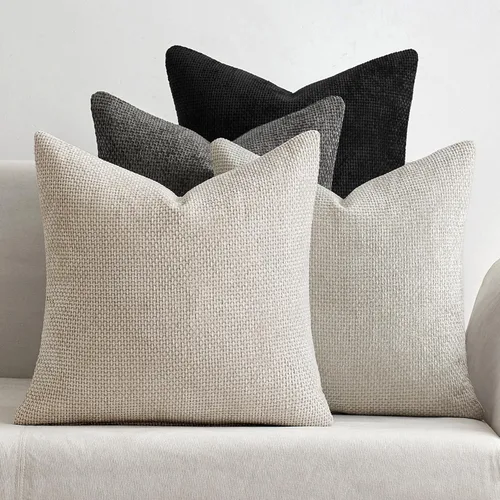 Miniatura 31 de MIULEE Paquete de 4 fundas de almohada para sofá, 16 x 16 pulgadas, fundas de almohada decorativas de felpilla suave color crema, fundas de cojín