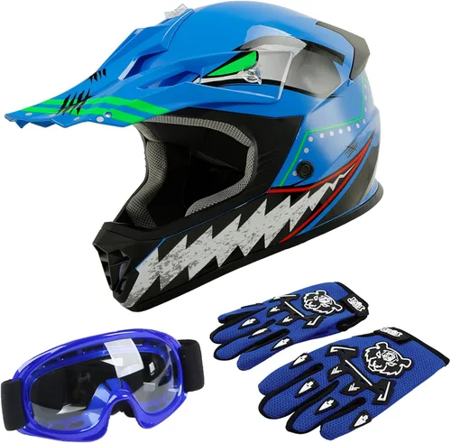 Miniatura 30 de TCT-MOTORPARTS DOT - Casco de motocross para niños y jóvenes, casco de cara completa para motocross, ATV, todoterreno, casco de cuatro ruedas, araña