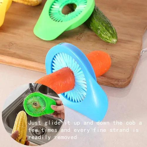 Miniatura 6 de 2 piezas de removedor de seda de maíz, cepillo multifuncional de limpieza de maíz, cepillo de seda de maíz, removedor de seda de frutas y verduras