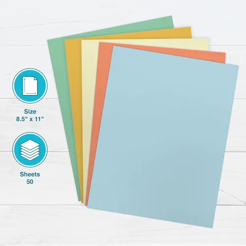 Miniatura 2 de PrintWorks - Cartulina Boho Rainbow de 8.5 x 11 pulgadas, 50 hojas, 5 tonos bohemios surtidos, ideal para proyectos escolares y artesanales, 67