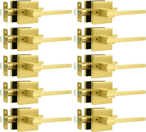 Miniatura 11 de Orger Paquete de 1 manija de puerta de paso negra para pasillo y armario, juego de manijas sin bloqueo, roseta cuadrada sin llave, reversible