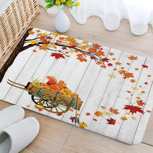 Miniatura 3 de Tapete de baño de Acción de Gracias, tapete de calabaza otoñal, pavo, hoja de arce, gnomo, a cuadros, antideslizante, ultra suave, esponjoso, tapete