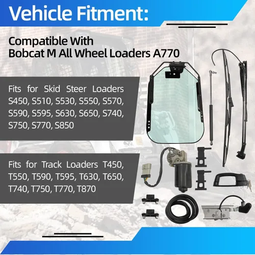 Miniatura 5 de LUFT MEISTER 7120401 - Conjunto de marco de puerta de vidrio frontal para cargadoras Bobcat M A770 para minicargadoras S450, S510, S530, S550, se