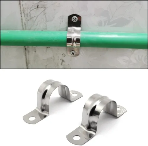 Miniatura 6 de Abrazaderas de conducto de acero inoxidable 304, correa rígida de tubo de 2 agujeros, soporte en U de metal resistente (10 piezas, 0.984 in)