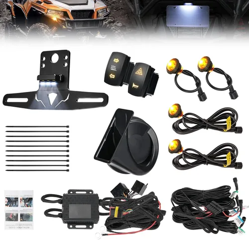 Miniatura 8 de KEMIMOTO Kit de señal de giro UTV con bocina, precableado, encendido y listo para usar UTV ATV intermitente con interruptor basculante, luz