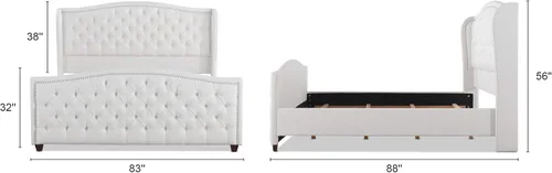 Miniatura 2 de Jennifer Taylor Home Marcella - Cama con respaldo copetudo y orejero, King, blanco brillante Poliéster blanco brillante