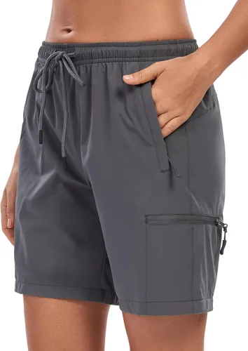 LXNMGO Pantalones cortos de senderismo para mujer, de 7 pulgadas, de secado rápido, ligeros, bolsillos tipo cargo, para exteriores, verano, golf,