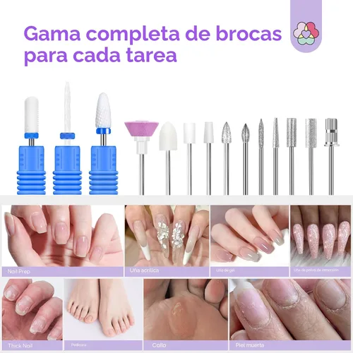 Miniatura 6 de SAVILAND Taladro de uñas profesional 40000 RPM: kit de taladro eléctrico portátil para uñas, máquina de lima con brocas de uñas de cerámica y bandas