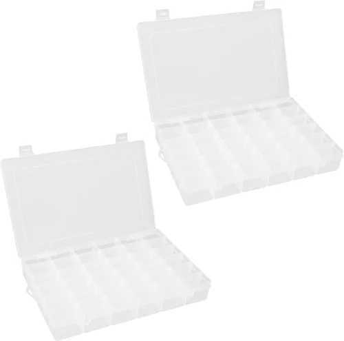 Miniatura 10 de OALCQ Caja organizadora de plástico de 24 rejillas con divisores, caja organizadora de cuentas para manualidades, caja organizadora de aretes