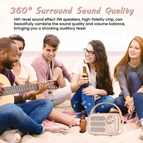 Miniatura 8 de Altavoz Bluetooth retro, altavoces Bluetooth inalámbricos portátiles vintage con soporte de volumen fuerte, tarjeta TF, disco U, entrada AUX