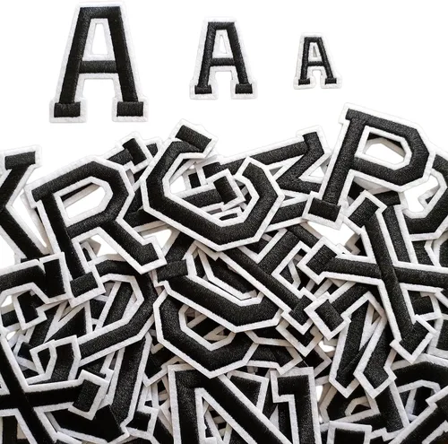 Miniatura 16 de Parches de letras para planchar de 1.3 pulgadas, 78 piezas, parches bordados del alfabeto A-Z para ropa, chaquetas, sombreros, mochilas, jeans