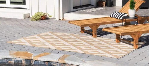 Miniatura 3 de Unique Loom Jill Zarin Outdoor Collection - Alfombra rectangular (2 pies 2 pulgadas x 3 pies 1 pulgadas, rectangular, beige y marrón)