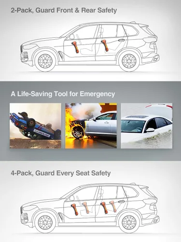 Miniatura 6 de Luxtude Cortador de cinturón de seguridad para romper ventanas, rompe ventanas, rompecristales, herramienta de escape de automóvil automático