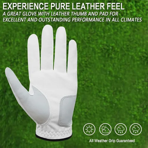 Miniatura 4 de FINGER TEN Guantes de golf para hombre, paquete de 5 unidades para mano izquierda y derecha, cómodos, suaves y con agarre para todo tipo de clima