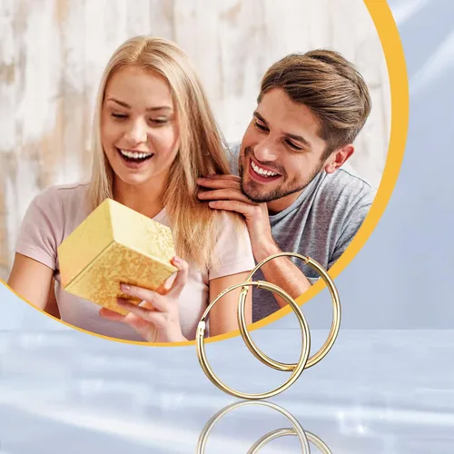 Miniatura 5 de Aretes de aro pequeños con relleno de oro de 18 quilates para mujeres y hombres, aretes de aro de tubo sin fin, ligeros y pequeños hechos a mano