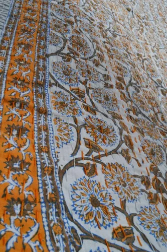 Miniatura 2 de Colcha de Kantha Quit Indian Kantha con diseño floral de Kantha, sábana de algodón Kantha, ropa de cama individual/queen, colcha Kantha bohemia