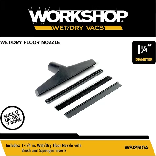 Miniatura 2 de WORKSHOP Wet/Dry Vacs Shop Vacuum Accessories WS12510A - Boquilla húmeda y cepillo de piso para aspiradoras en seco y húmedo, se adapta a varitas