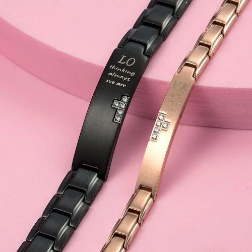 Miniatura 6 de Wolentty Pulseras de distancia para parejas, pulseras de amor a juego, regalo para hombres y mujeres, San Valentín, Metal, Circonita cúbica