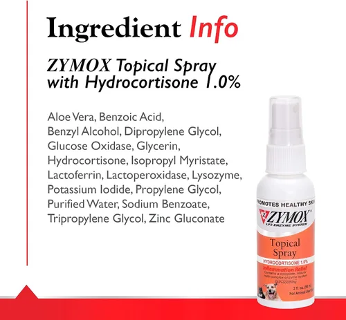 Miniatura 6 de Zymox Spray tópico para puntos calientes para perros y gatos con 1% de hidrocortisona, 2 onzas
